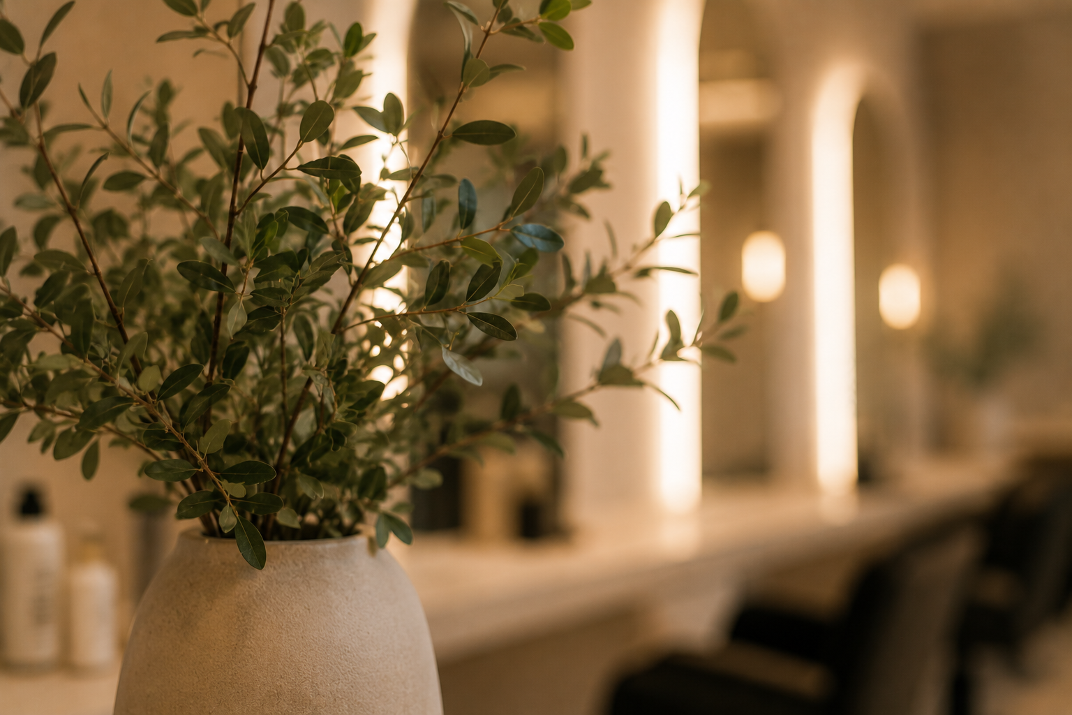Fresh botanical arrangement at Magnolia Salon