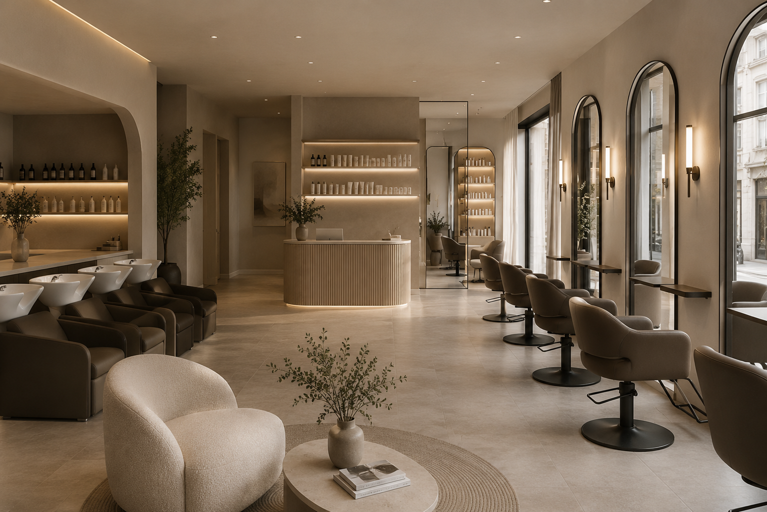 Wide view of the Magnolia Salon studio space